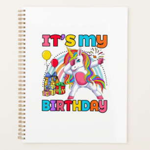 Kids It's My Birthday Dabbing Unicorn Rainbow Girl Planner