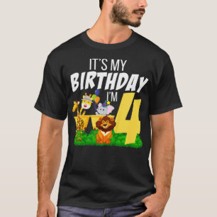 Kids It's My Birthday I'm 4 Years Old Birthday Saf T-Shirt