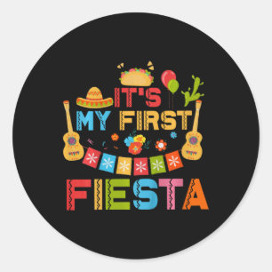 Kids It's My First Fiesta Birthday Mexican Cinco D Classic Round Sticker