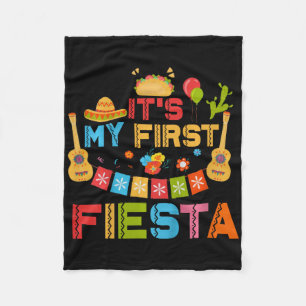 Kids It's My First Fiesta Birthday Mexican Cinco D Fleece Blanket