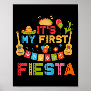 Kids It's My First Fiesta Birthday Mexican Cinco D Poster