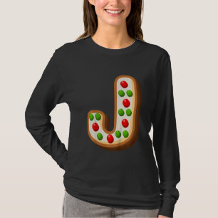 Kids J Cutest Capital Christmas Cookie Alphabet L T-Shirt