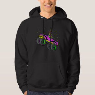 Kids Jester Riding Monster Truck Mardi Gras Cool M Hoodie
