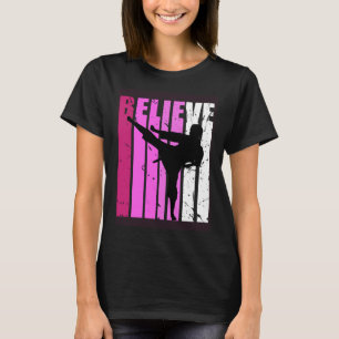 Kids Jiu Jitsu Pink Team Fan Believe Motivational  T-Shirt