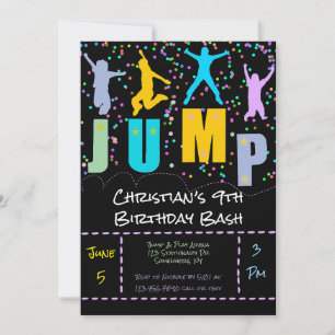 Kids Jump & Play Trampoline Birthday Bash Invitation