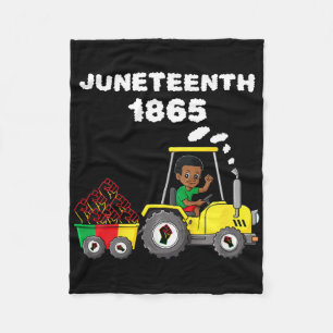 Kids Juneteenth 1865 Boy In Tractor Funny Toddler  Fleece Blanket