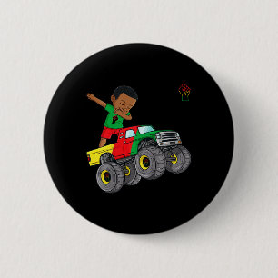 Kids Juneteenth Dabbing Black King In Monster Truc 2 Inch Round Button