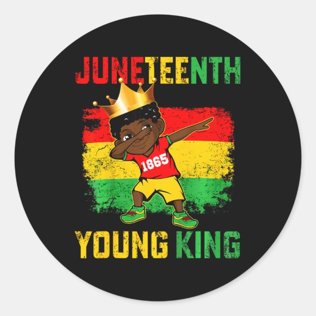 Kids Juneteenth King Celebrating 1865 Black Boys K Classic Round Sticker (Front)