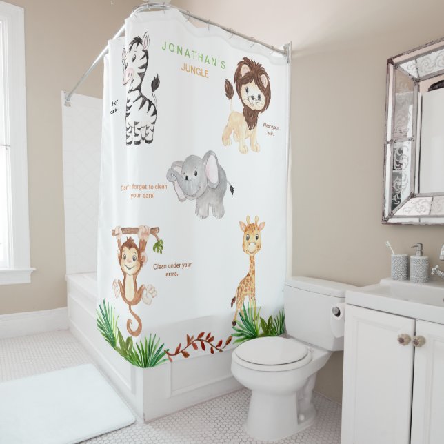 Kid's Jungle Animals Funny Custom Name White (In Situ)