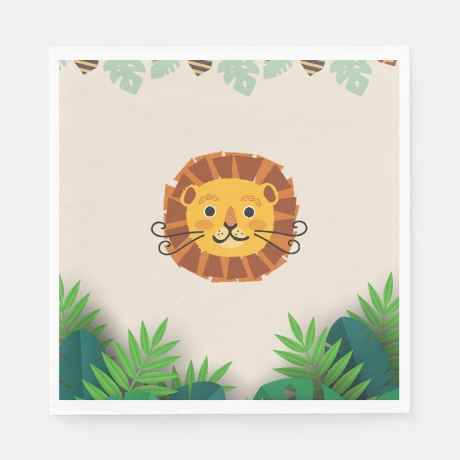 kids jungle birthday lion napkin (Front)