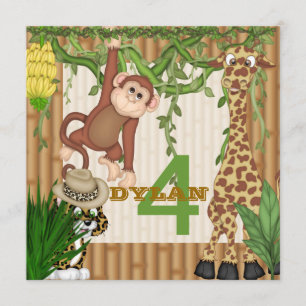Kids Jungle Safari Birthday  Invitation Template