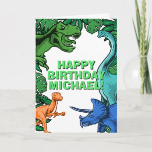 Kids Jurassic Dino Customizable Dinosaur Birthday Card