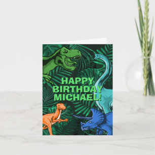 Kids Jurassic Dino Dinosaur Customizable Birthday Card