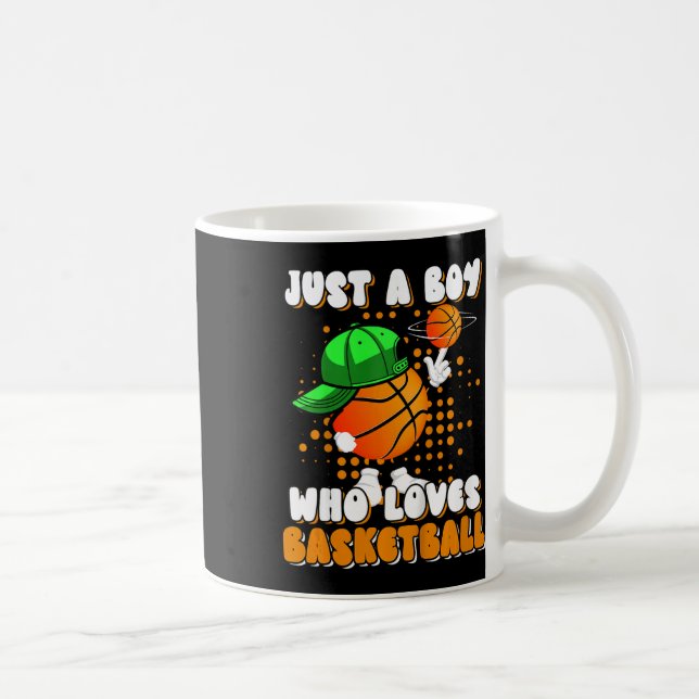 Kids Just A Boy Who Loves Bysketbyll Player Lover  Coffee Mug (Right)