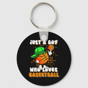 Kids Just A Boy Who Loves Bysketbyll Player Lover Keychain