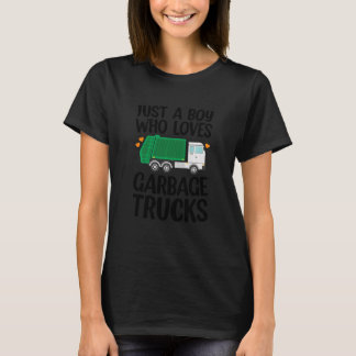 Kids Just A Boy Who Loves Garbage Trucks Recycling T-Shirt