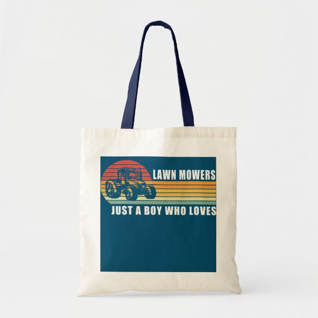 Kids Just a Boy who Loves Lawn Mowers Lawn Mowing Tote Bag (Front)