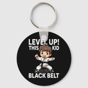 Kids Karate Uniform Black Belt Award Keychain