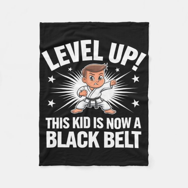 Kids Karate Uniform Black Belt Award T Shirt Desig Fleece Blanket (Front)