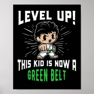 Kids Karate Uniform Green Belt Award T Shirt Gifts Poster