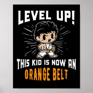 Kids Karate Uniform Orange Belt Award T Shirt Gift Poster