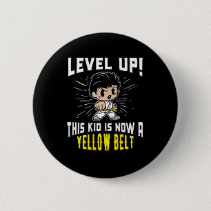 Kids Karate Uniform Yellow Belt Award T Shirt Gift 2 Inch Round Button