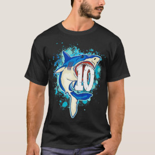 Kids Kids 10 yrs Old Boys Shark Birthday Gift  Tee