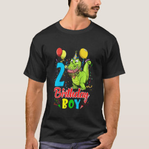 Kids Kids 2 Year Old Rex Dinosaur 2nd Birthday Boy T-Shirt