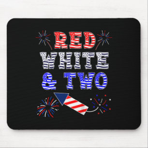 Kids Kids 2nd Birthday July 4th American Red White Mouse Pad