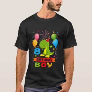 Kids Kids 365 8Th Birthday Boy 8 Years Dinosaur Bo T-Shirt