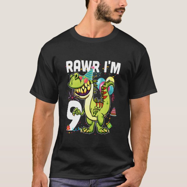 Kids Kids 365 9Th Birthday Dinosaur 9 Years Old Bo T-Shirt (Front)