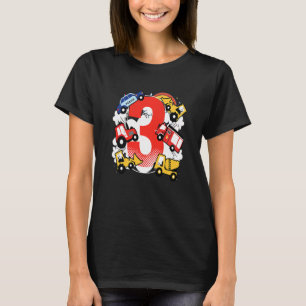 Kids Kids 3rd Birthday 3 Years With Firetruck & Po T-Shirt