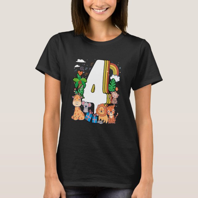 Kids Kids 4th Birthday Kids Birthday Party Wit Gir T-Shirt (Front)