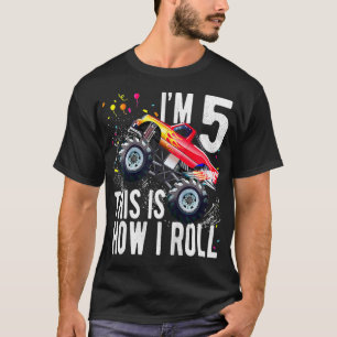 Kids Kids 5 Year Old 5th Birthday Boy Monster Tru T-Shirt