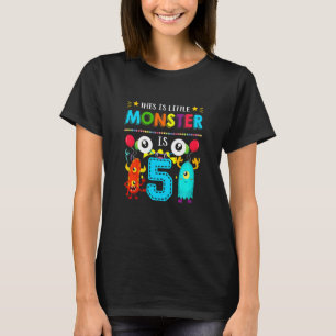 Kids Kids 5 Year Old This Little Monster Is 5th Bi T-Shirt