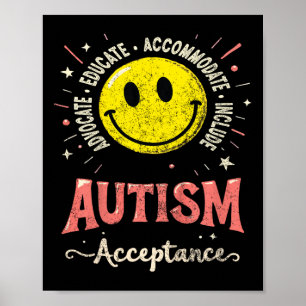 Kids Kids Autism Awareness Acceptance Smile Face A Poster