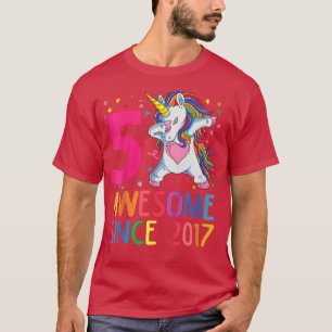 Kids Kids Awesome Since 2017 Dabbing Unicorn 5th B T-Shirt