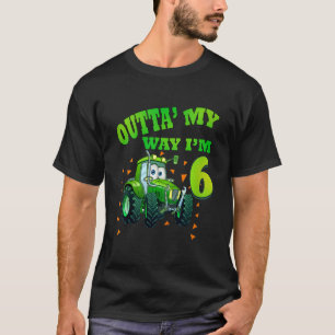 Kids Kids Birthday 6 Year Old Green Farm Truck Tra T-Shirt