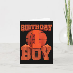 Kids Kids Bysketbyll Birthday 1 Year Old 1st Bday  Card