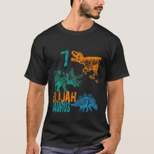Kids Kids Elijah Saurus 7th Birthday Boys Rex Bda T-Shirt