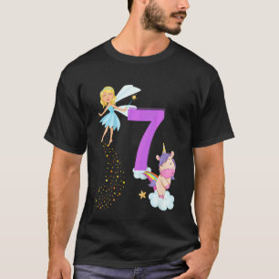 Kids Kids Fairy Birthday Party 7 Years Theme Unico T-Shirt