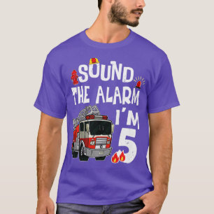 Kids Kids Fire Truck 5th Birthday Boy Firefighter T-Shirt