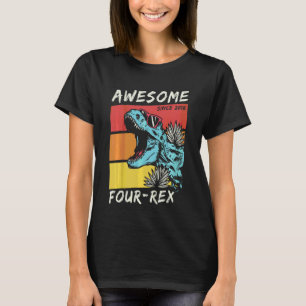 Kids Kids Four Rex Boy 4th Birthday 2018 Dinosaur  T-Shirt