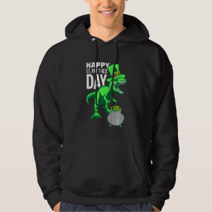 Kids Kids Happy St Pat Trex Day Dino Patricks Day  Hoodie