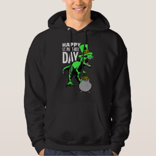 Kids Kids Happy St Pat Trex Day Dino Patricks Day Hoodie