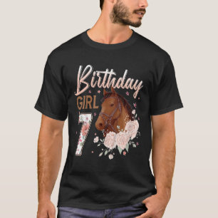 Kids Kids Horse 7th Birthday Girl B day 7 Year Ol T-Shirt