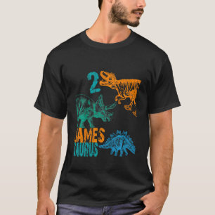 Kids Kids James Saurus 2nd Birthday  Boys Rex Bday T-Shirt