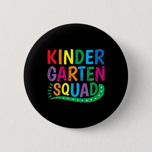 Kids Kids Kindergarten Squad Back To School  2 Inch Round Button (Front)