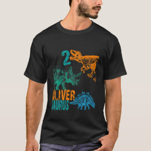 Kids Kids Oliver Saurus 2nd Birthday  Boys Rex Bda T-Shirt