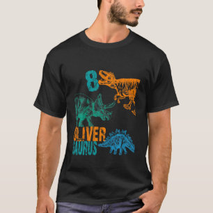 Kids Kids Oliver Saurus 8th Birthday  Boys Rex Bda T-Shirt